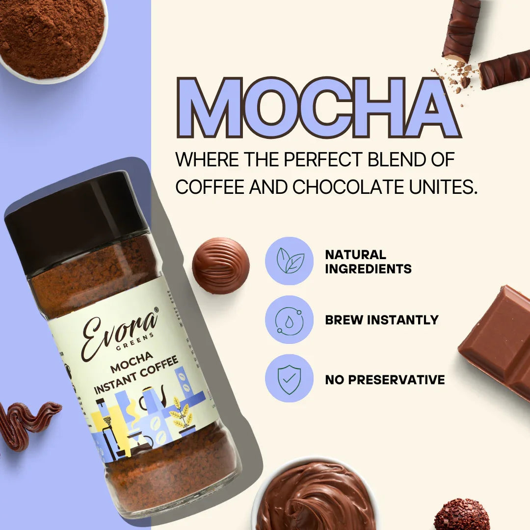 Mocha Instant Coffee 100G - Evora Greens