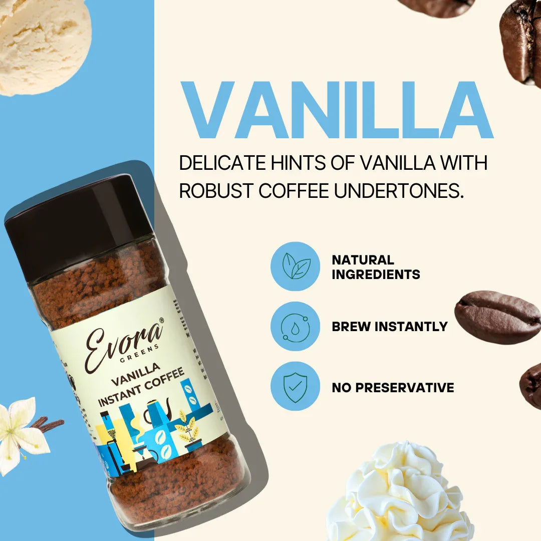 Vanilla Instant Coffee 100G - Evora Greens