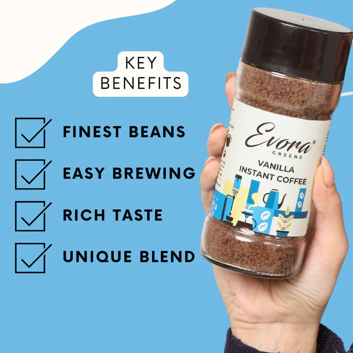 Vanilla Instant Coffee 100G - Evora Greens