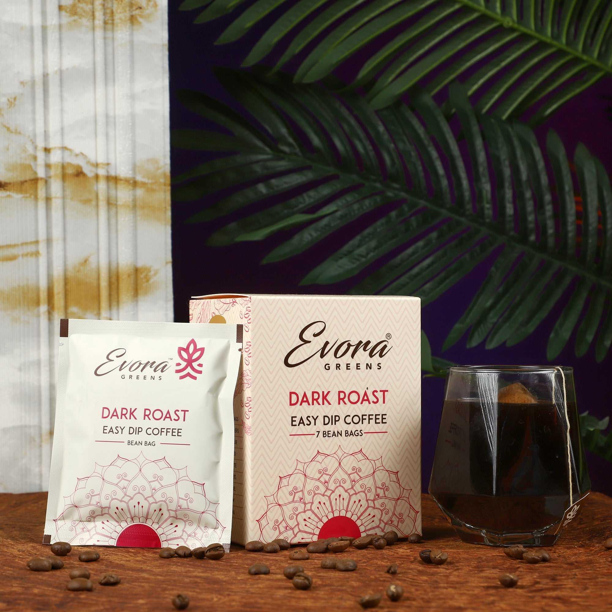 Dark Roast Easy Dip Coffee (7 Dip Bags) - Evora Greens